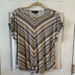 Striped Blouse - Black and Tan